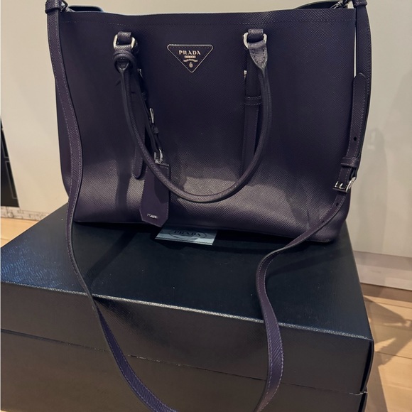 Prada Purple medium double saffiano leather bag - Picture 3 of 5